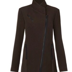 CAbi Legacy Coat Dark Brown Asymmetrical Trench Coat